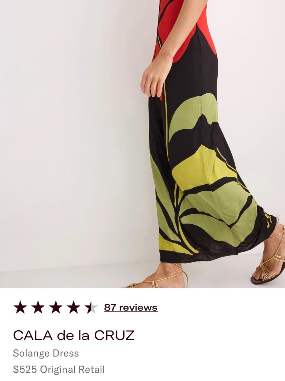Bold Red Floral Maxi Dress with Olive Accents - Picture 2 of 11